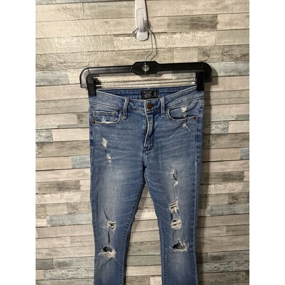 Women’s Abercrombie & Fitch Denim Jeans Low Rise Medium Wash Distressed Size 24 - Picture 5 of 13